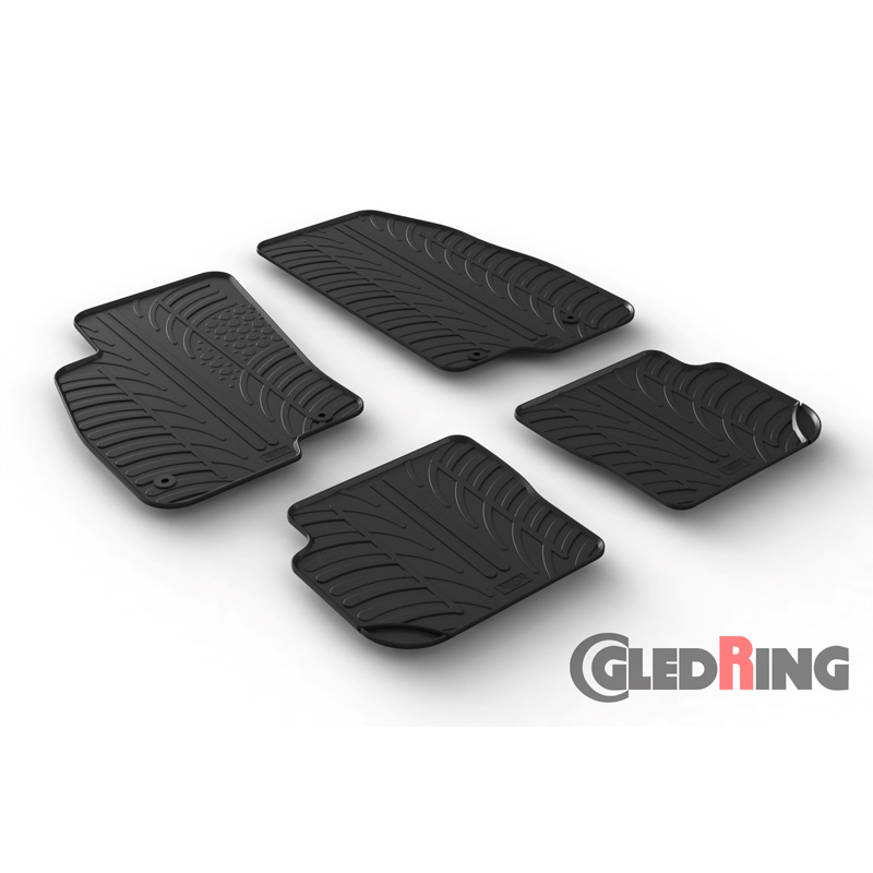 Rubber car mats set  Fiat Punto 2014- (T profile 4-pieces + mounting clips)