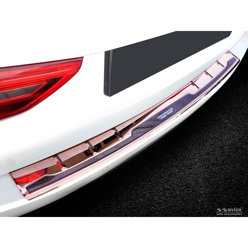 Stainless Steel Rear bumper protector 'Deluxe'  BMW 5-Series G31 Touring 2017-2020 excl. M-Sport 'Performance' Brushed Copper/Copper Carbon