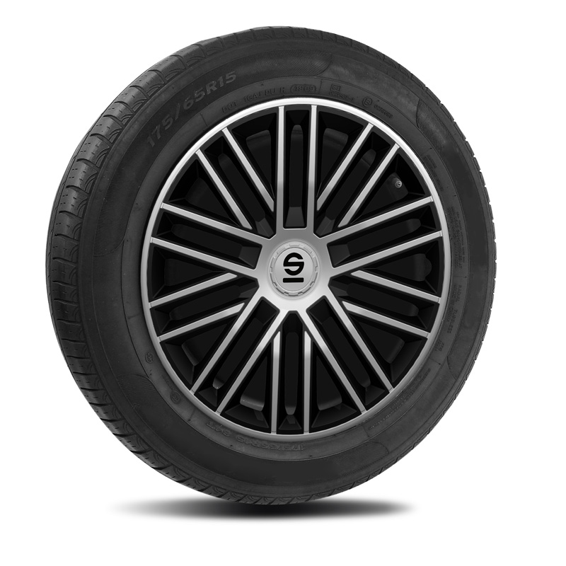Sparco Wheel Covers Bergamo - 14-inch - Silver/Black - Set of 4 pieces
