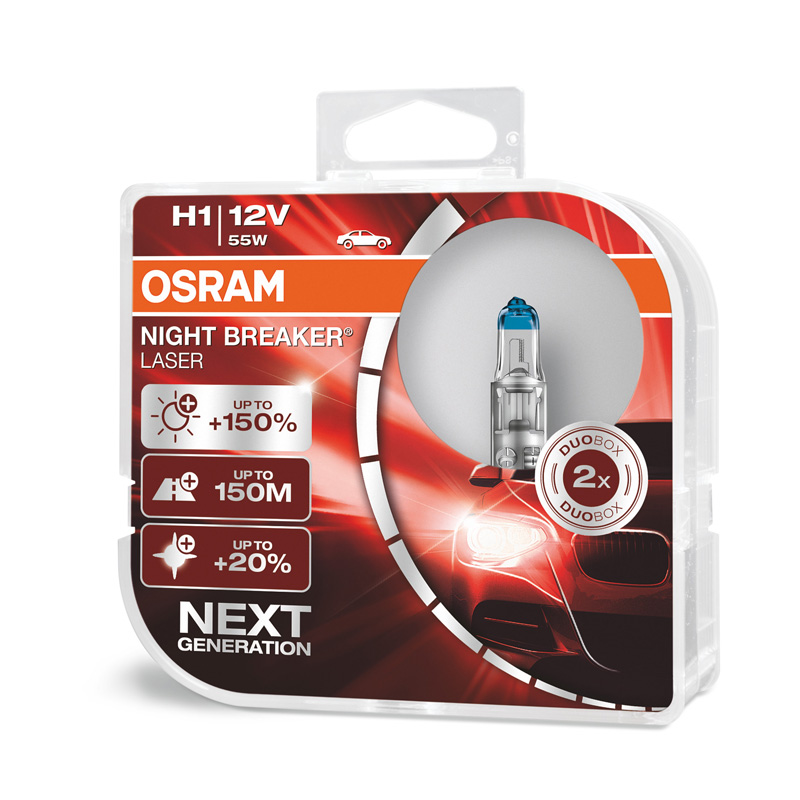 Osram Night Breaker Laser Halogen bulbs - H1 - 12V/55W - set of 2 pieces