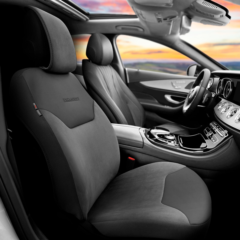 Universal Protective Seat Cover 'Exclusive' Black Suède/Leather - single piece