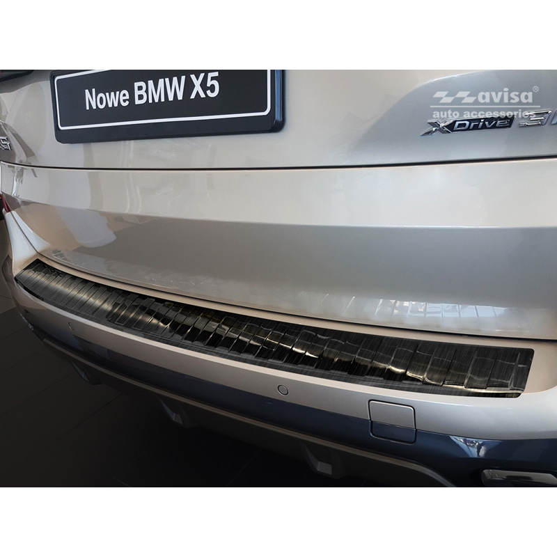 Black Stainless Steel Rear bumper protector  BMW X5 (G05) M-Package 2018- excl. M-Competition 'Ribs'