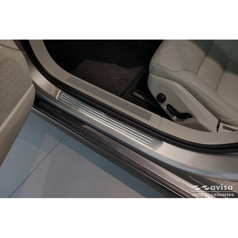 Inox door sill protectors  Volvo V90 & V90 Cross Country 2016- - 'Lines' - 4-pieces