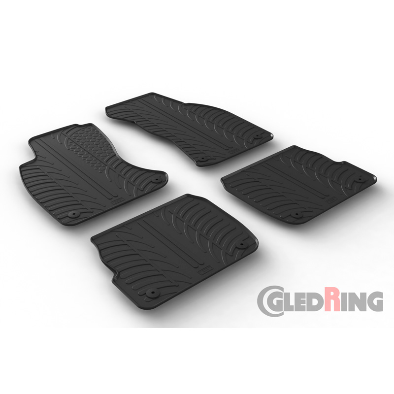 Rubber car mats set  Audi A6 1997-2004 (T profile 4-pieces + mounting clips)