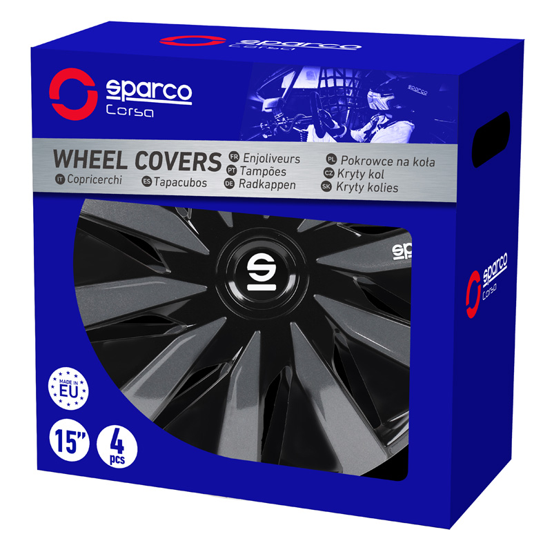 Sparco Wheel Covers Lazio - 13-inch - Black/Grey - Set of 4 pieces