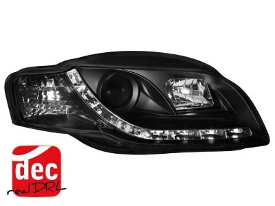 Koplampen Audi A4 B7 04-08 Devil Eyes real DRL LED Zwart