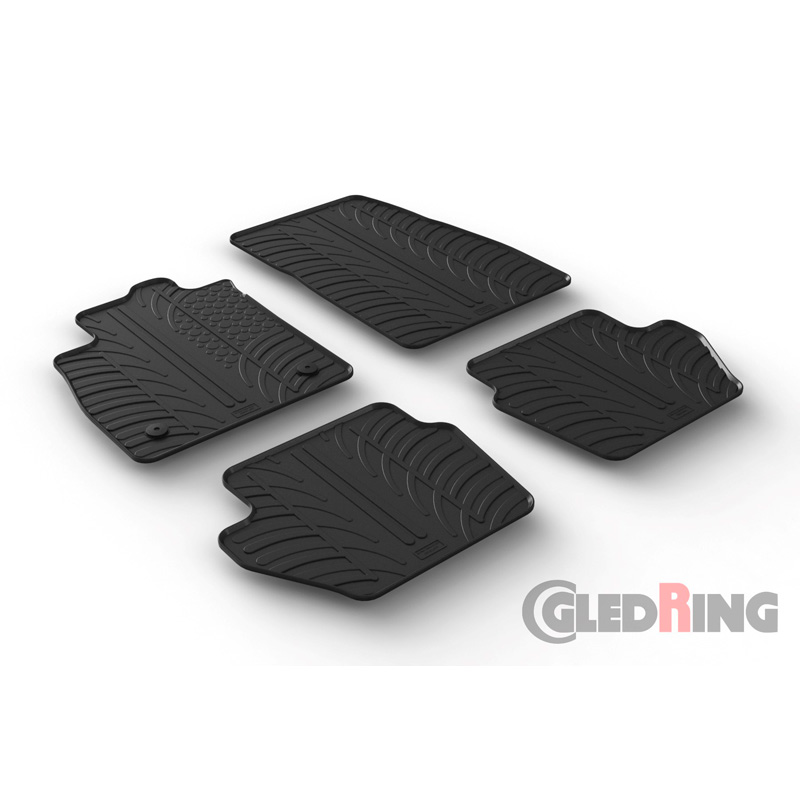 Rubber car mats set  Ford Fiësta 5-doors 2017- & Ford Puma 2019- (T profile 4-pieces + mounting clips)
