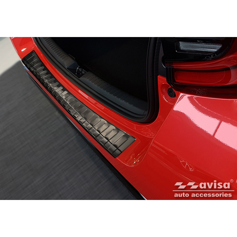 Black Stainless Steel Rear bumper protector  Toyota Yaris IV Hatchback 5-doors 2020-2024 & Facelift 2024- excl. GR 'Ribs'