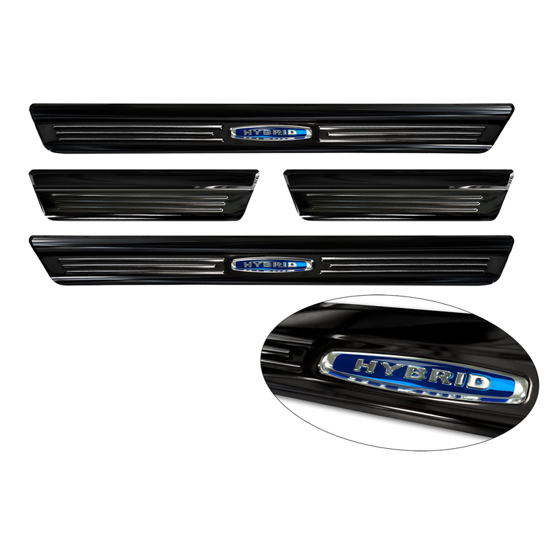 Zwart RVS Instaplijsten  Volkswagen Golf VIII Hatchback/Variant 2020-2024 & FL 2024- 'Hybrid' - 4-delig