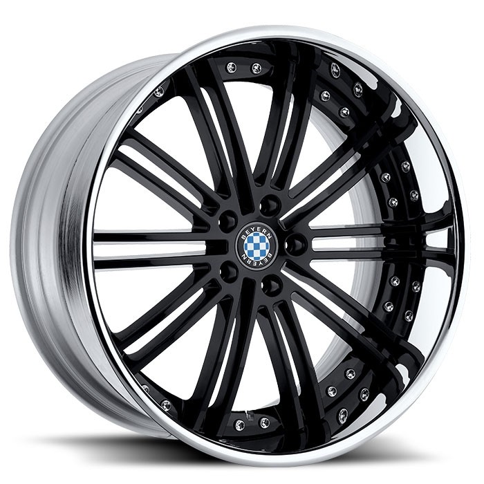 Velgen Beyern Baroque 20x10,5 5x120 ET27 Glanzend Zwart + Chrome