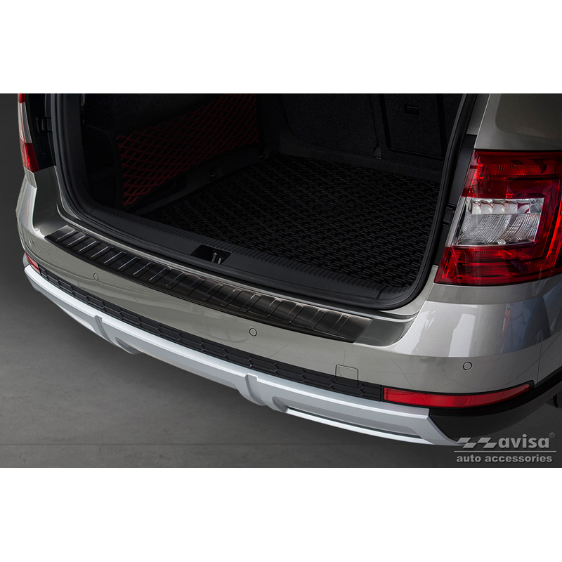 Zwart RVS Achterbumperprotector  Skoda Octavia III Scout 2014-2020 'Ribs'