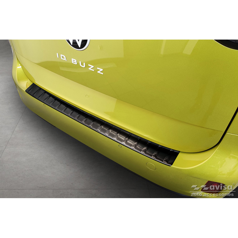 Black Stainless Steel Rear bumper protector  Volkswagen ID.Buzz + Cargo 2022- 'Ribs'