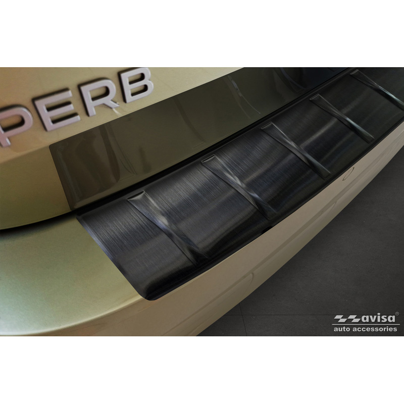 Zwart RVS Achterbumperprotector  Skoda Superb IV Combi 2023- 'Ribs'