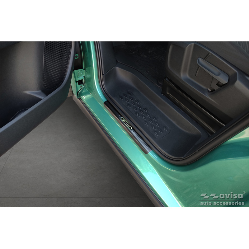 Black Inox door sill protectors  Volkswagen ID.Buzz 2022- 'E-Power' - 2-pieces