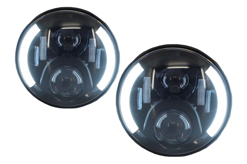 Headlights JEEP Wrangler JK (2007-2017) VW Golf I / II / Kafer / Defender LED CREE Black