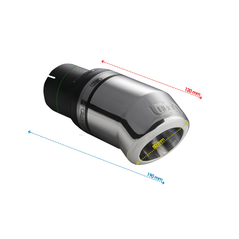 Ulter Sport Uitlaatsierstuk - Rond Ø80mm Down - Lengte 120mm - Montage ->50mm - RVS