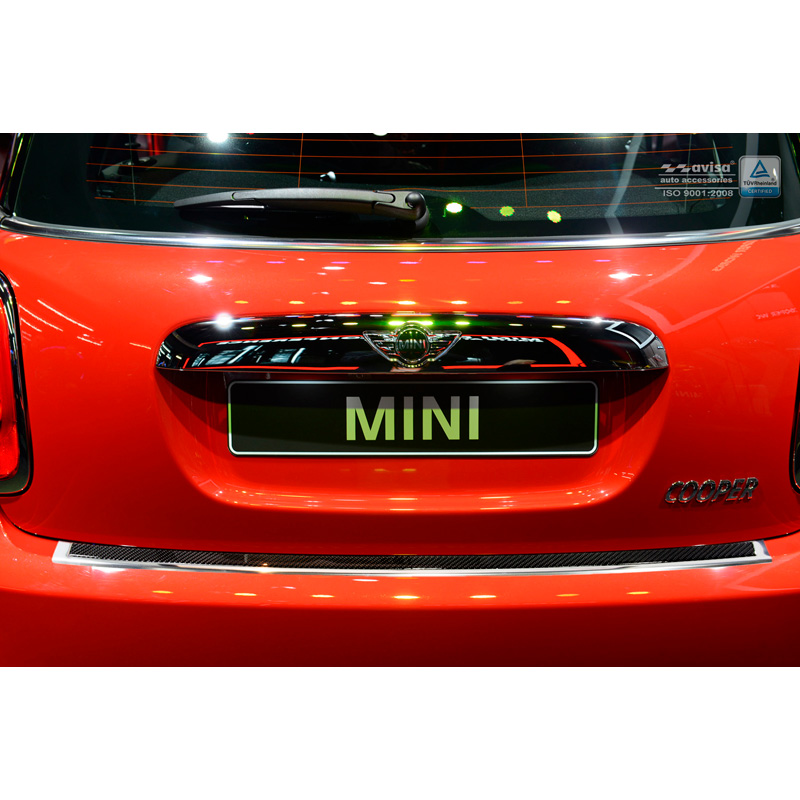 RVS Achterbumperprotector 'Deluxe'  Mini One/Cooper F56 3-deurs 3/2014- Chroom/Zwart Carbon