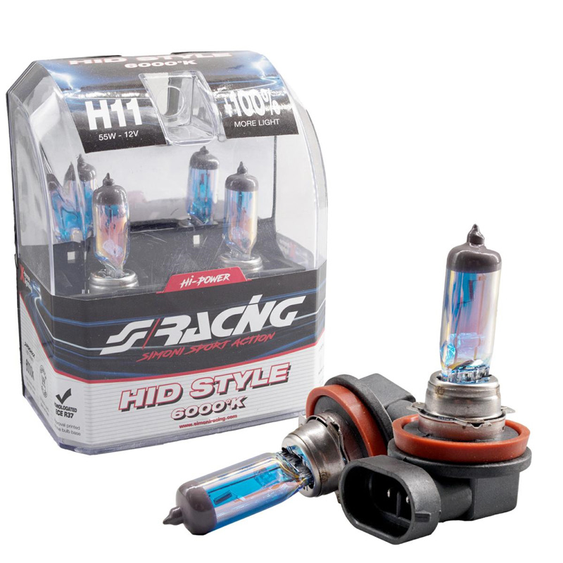 Simoni Racing Halogeen Lampen 'HID Style' H11 (6000K) Hyperwhite 12V/55W, set à 2 stuks ECE-R37