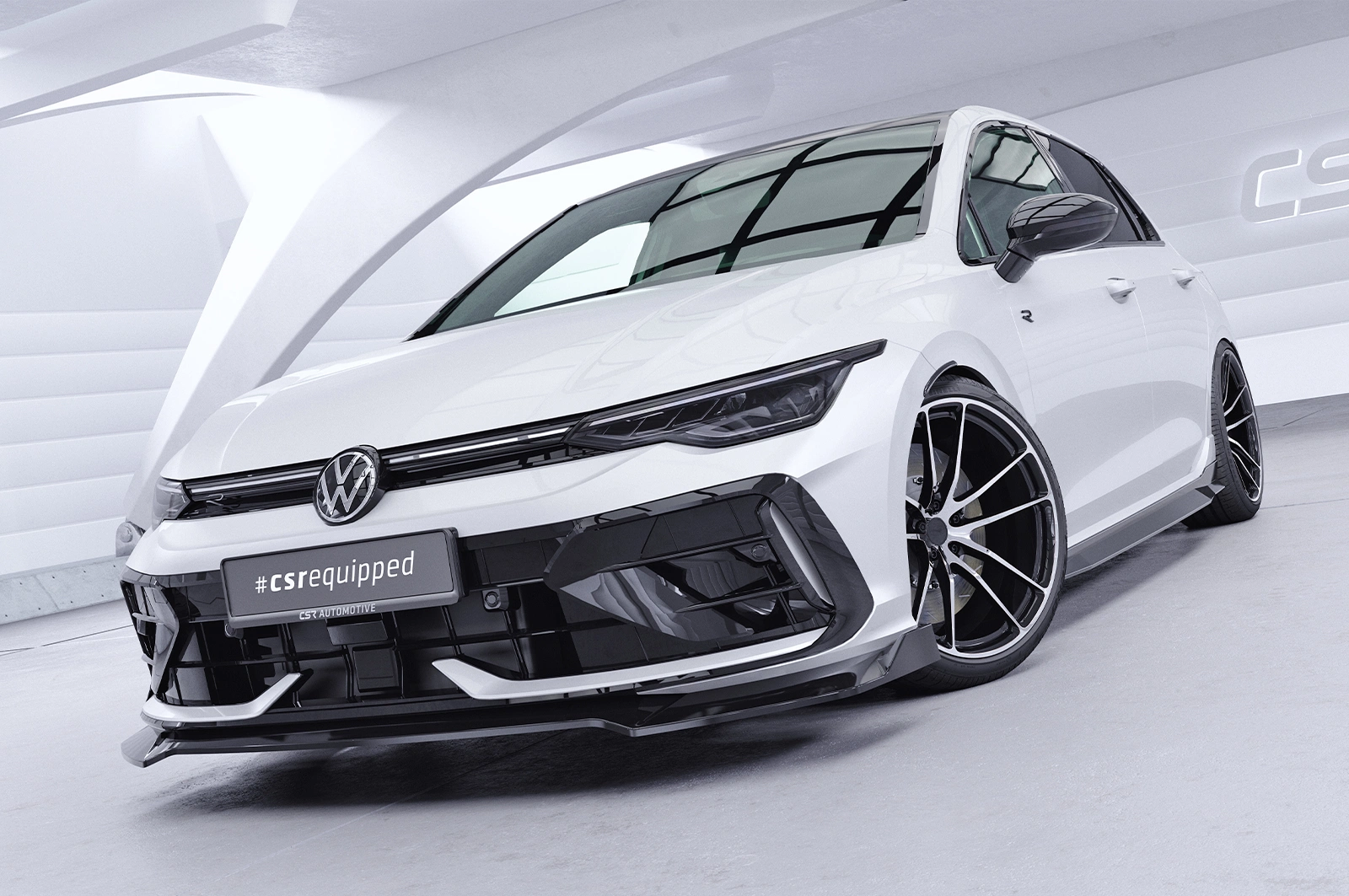 Voorspoiler VW Golf 8 R glans zwart