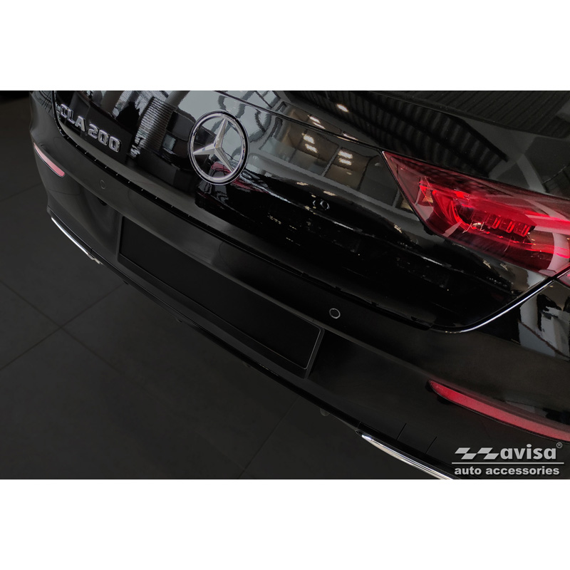 Black Stainless Steel Rear bumper protector  Mercedes CLA II (X118) Shooting Brake 2019- 'Ribs'