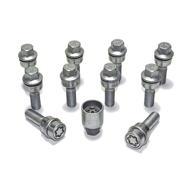 H&R Wheel bolt Set Round-Head with movable cone R14 M14x1.50 - Length 38mm - 10 pcs. (e.g.  Audi Q3, Q5) - incl. wheel-locks