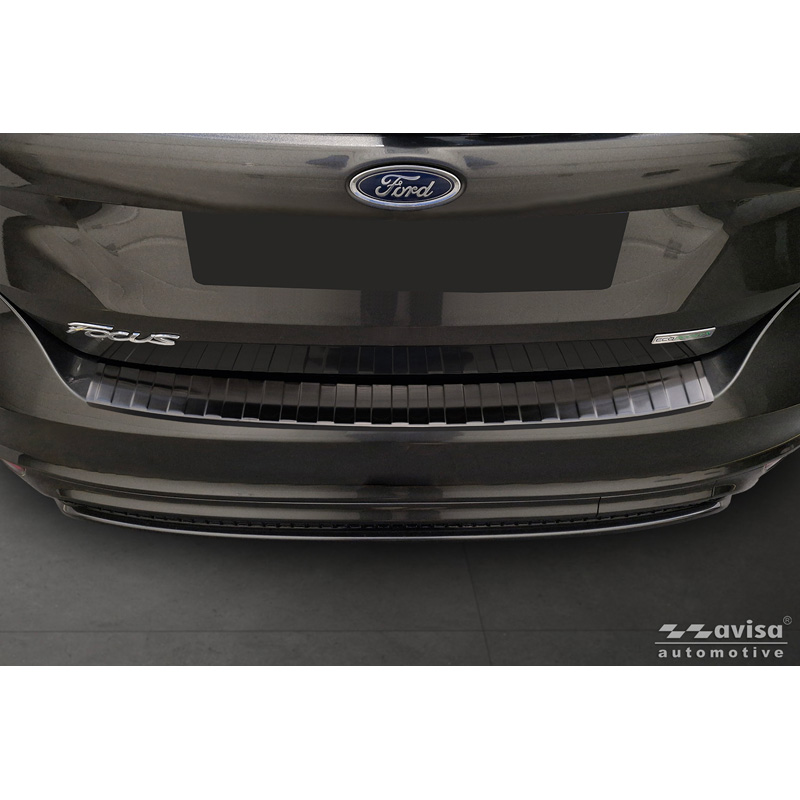 Zwart RVS Achterbumperprotector  Ford Focus III HB Facelift 2014-2018 & Fiësta 2017-2023 'Ribs'