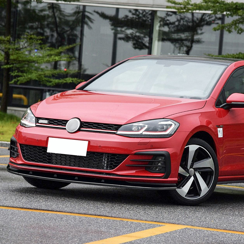 Front spoiler lip  Volkswagen Golf VII (7.5) GTi/GTD/R/R-Line 2017-2019 (Glossy Black ABS)