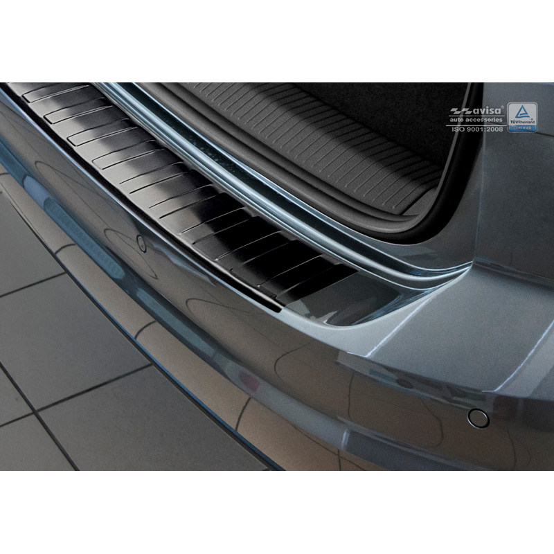 Zwart RVS Achterbumperprotector  Volkswagen Golf VII Sportsvan 2014- 'Ribs'