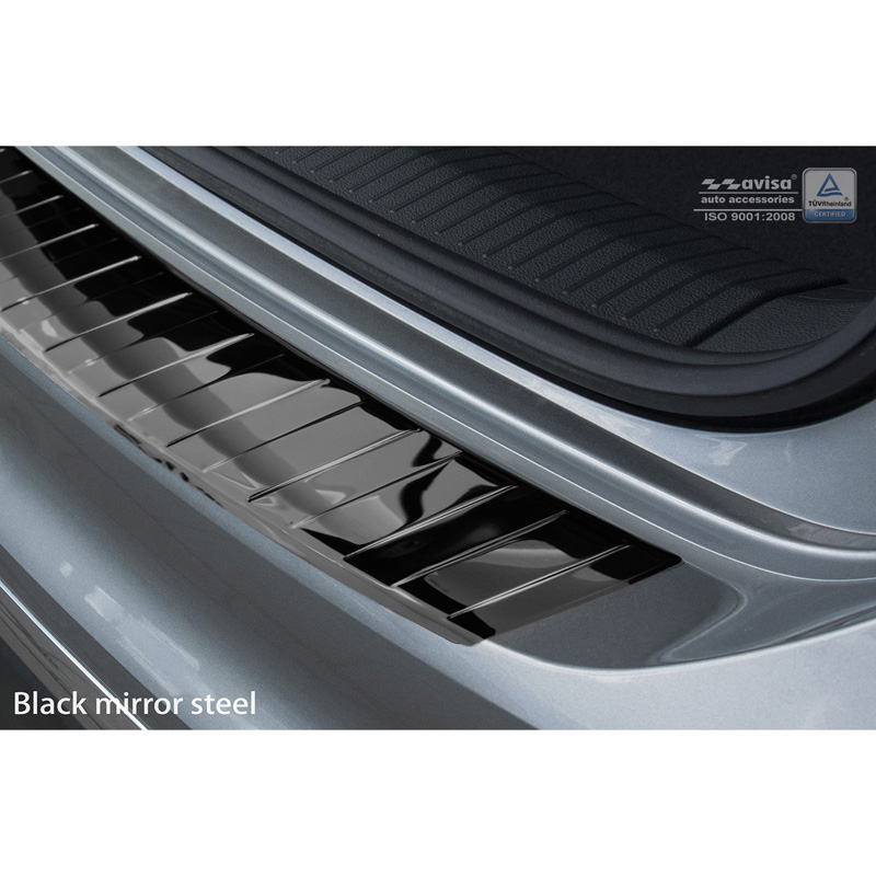 Black Mirror Stainless Steel Rear bumper protector  Volkswagen Tiguan II incl. Allspace & R-Line 2016-2020 & FL 2020-2024 'Ribs'