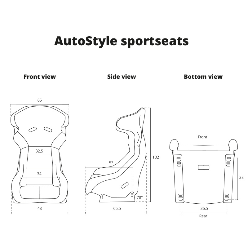 Sportstoel 'JJ' - Zwart - Vaste polyester rugleuning - incl. sledes