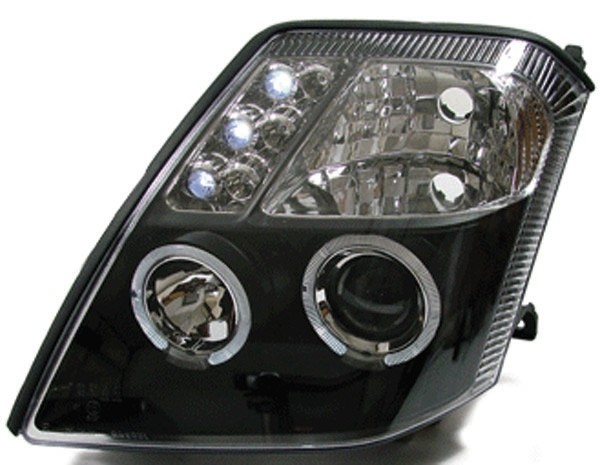 Koplampen Citroen C2 03-08 LED Angel eyes Zwart