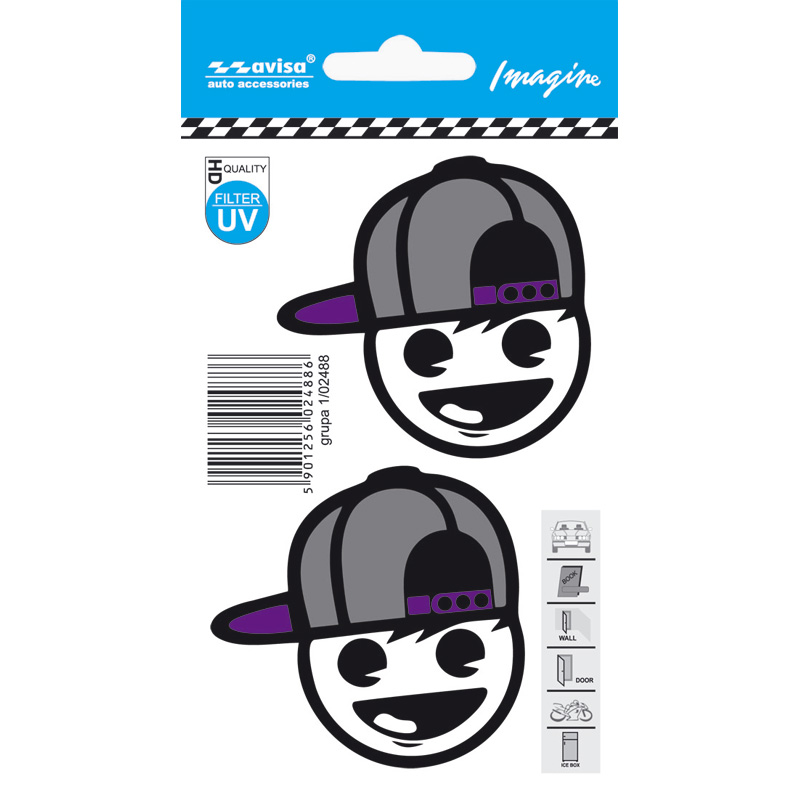 Auto Tattoo Sticker Boy in baseball cap 2-pieces - 6,4x6,1cm