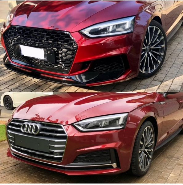 Voorbumper Audi A5 5F 16-19 RS5 Look incl. grillen