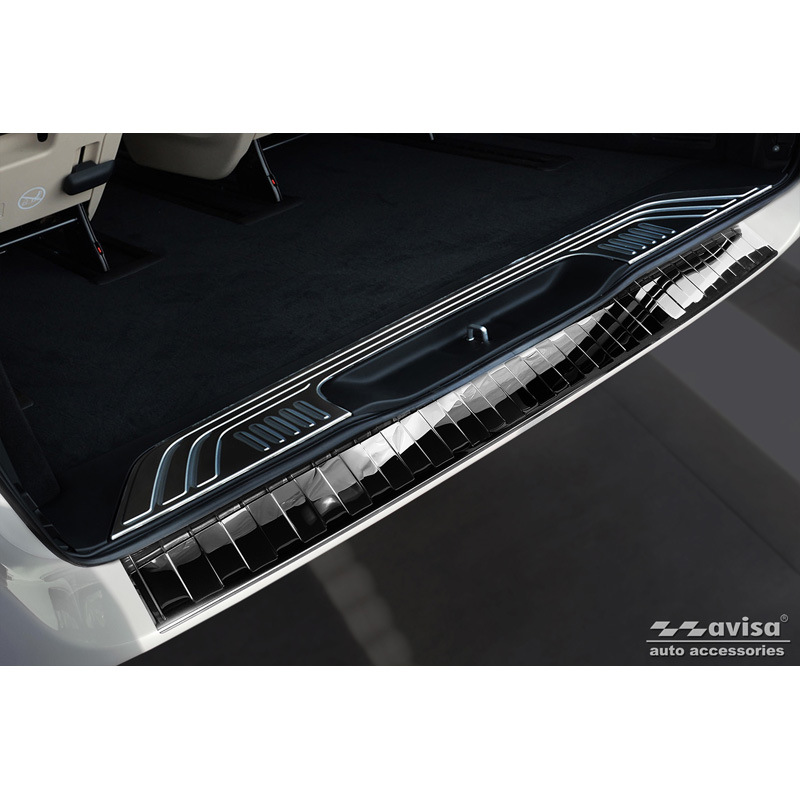 Black Mirror Stainless Steel Rear bumper protector  Mercedes Vito / V-Class 2014-2019 & Facelift 2019- 'Ribs' 'XL'