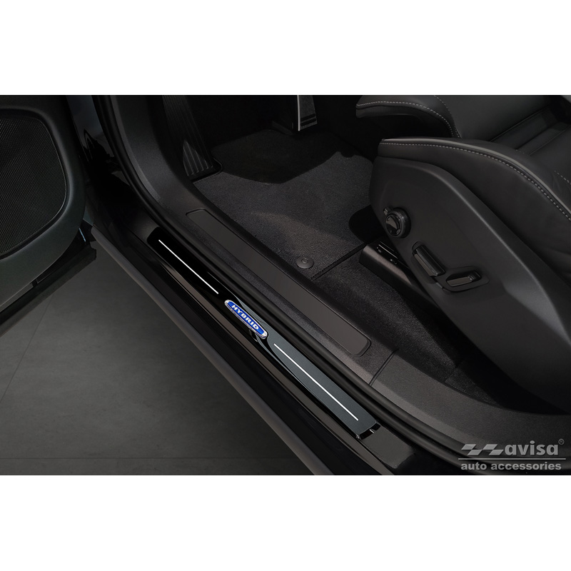 Zwart glanzend RVS Instaplijsten  Volvo XC60 II 2017-2021 & Facelift 2021- 'Hybrid' - 4-delig