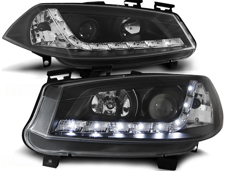 Koplampen Renault Megane 02-05 DRL Look Zwart