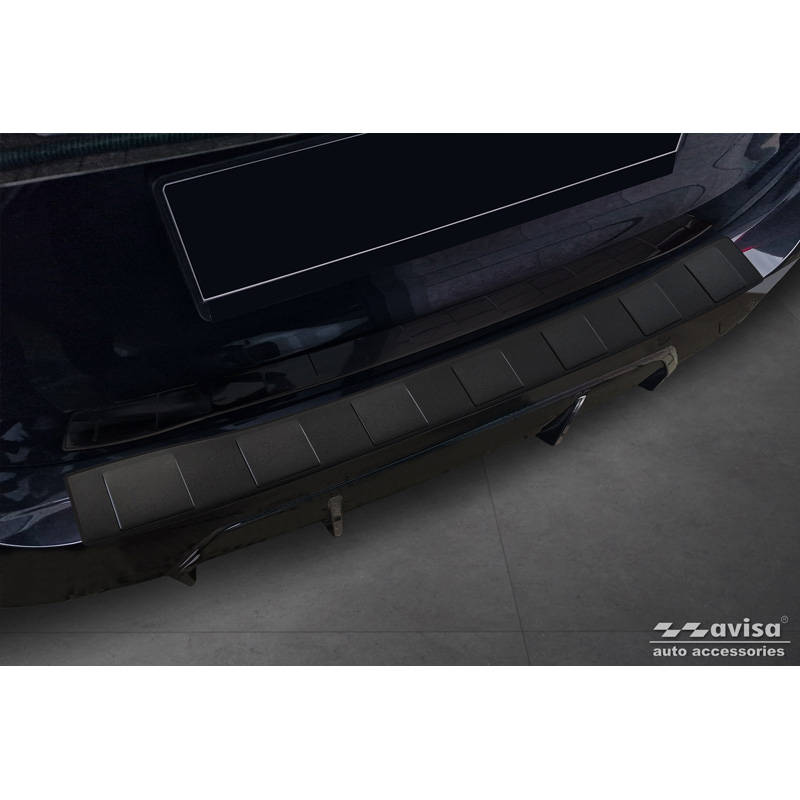Matt Black Stainless Steel Rear bumper protector  BMW 3 Series Touring (G21) Facelift 2022- with M-Package 'Ribs'