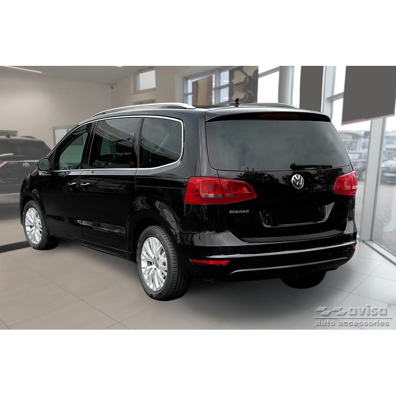 Matt Black Stainless Steel Rear bumper protector  Seat Alhambra & Volkswagen Sharan II 2010- 'Ribs'