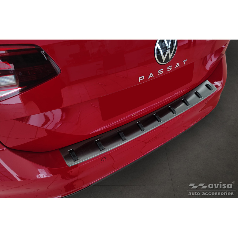 Black Stainless Steel Rear bumper protector  Volkswagen Passat Variant 2014-2019 & Facelift 2019-2023 (incl. R-Line/Alltrack) 'STRONG EDITION'