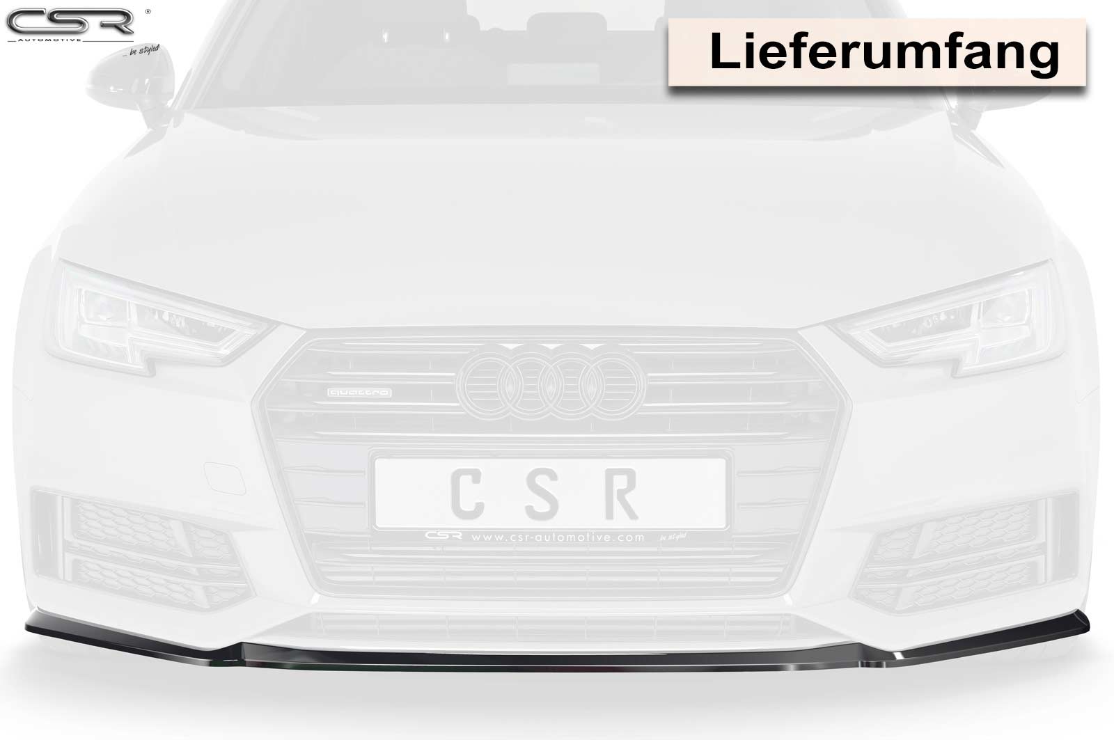 Cup spoiler met ABE voor Audi A4 B9 8W S-Line / S4 B9 8W mat zwart