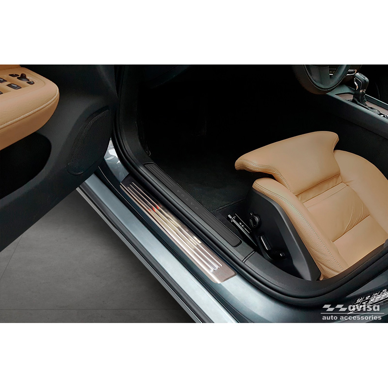 Inox door sill protectors  Volvo S60 III & V60 II 2018- - 'Lines' - 4-pieces