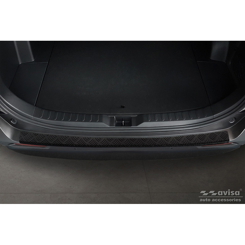 Matt Black Aluminum Rear bumper protector  Toyota RAV4 (5th Gen.) 2018- & Suzuki Across 2020- 'Riffled Plate'