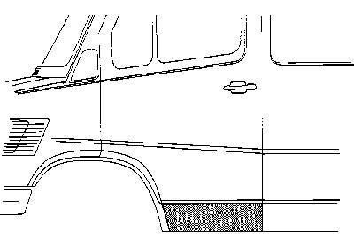 deurplaat, onder, rechts Mercedes W601/W602, 207D, 1977 -