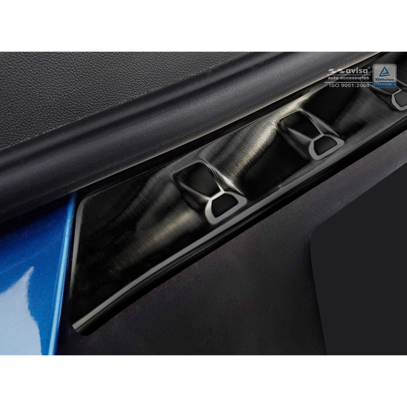 Black Stainless Steel Rear bumper protector  Opel Grandland X 2017-2021 'Ribs'