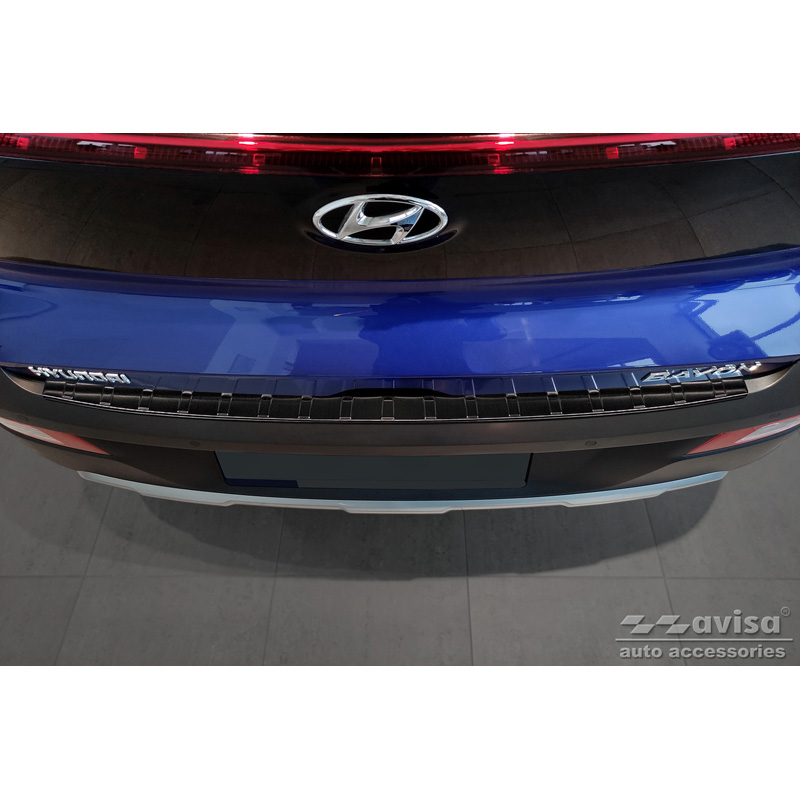 Zwart RVS Achterbumperprotector  Hyundai Bayon 2021- 'Ribs'