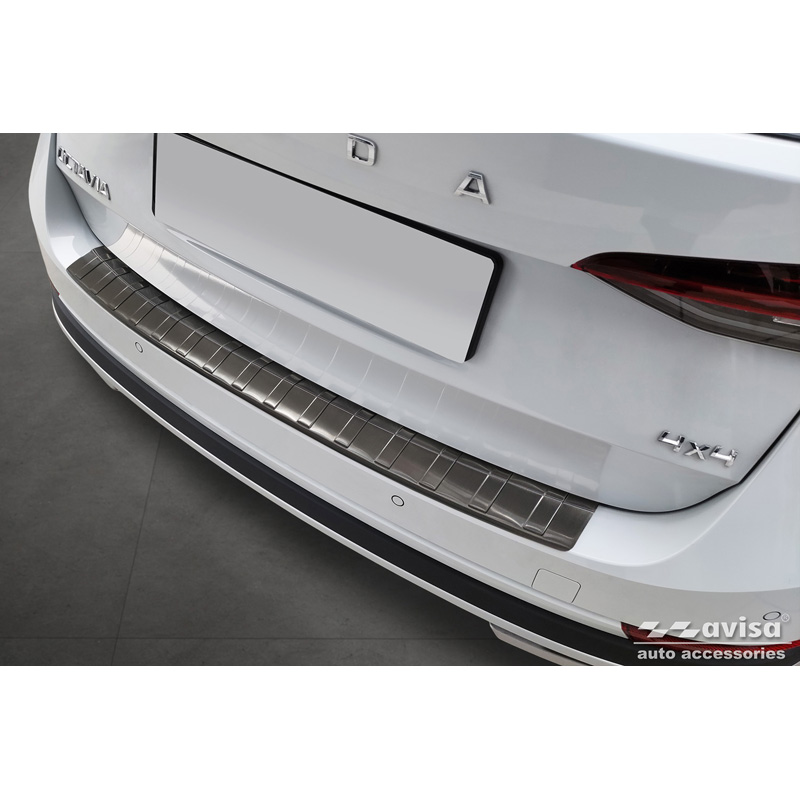 Zwart RVS Achterbumperprotector  Skoda Octavia Scout (NX5) 2020- 'Ribs'