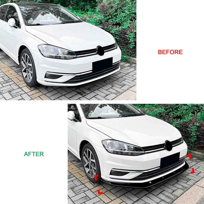 Front spoiler lip  Volkswagen Golf VII (7.5) 2017-2019 excl. GTi/GTD/R/R-Line (Glossy Black ABS)