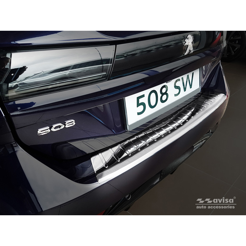 Stainless Steel Rear bumper protector  Peugeot 508 II SW 2019- 'Ribs'