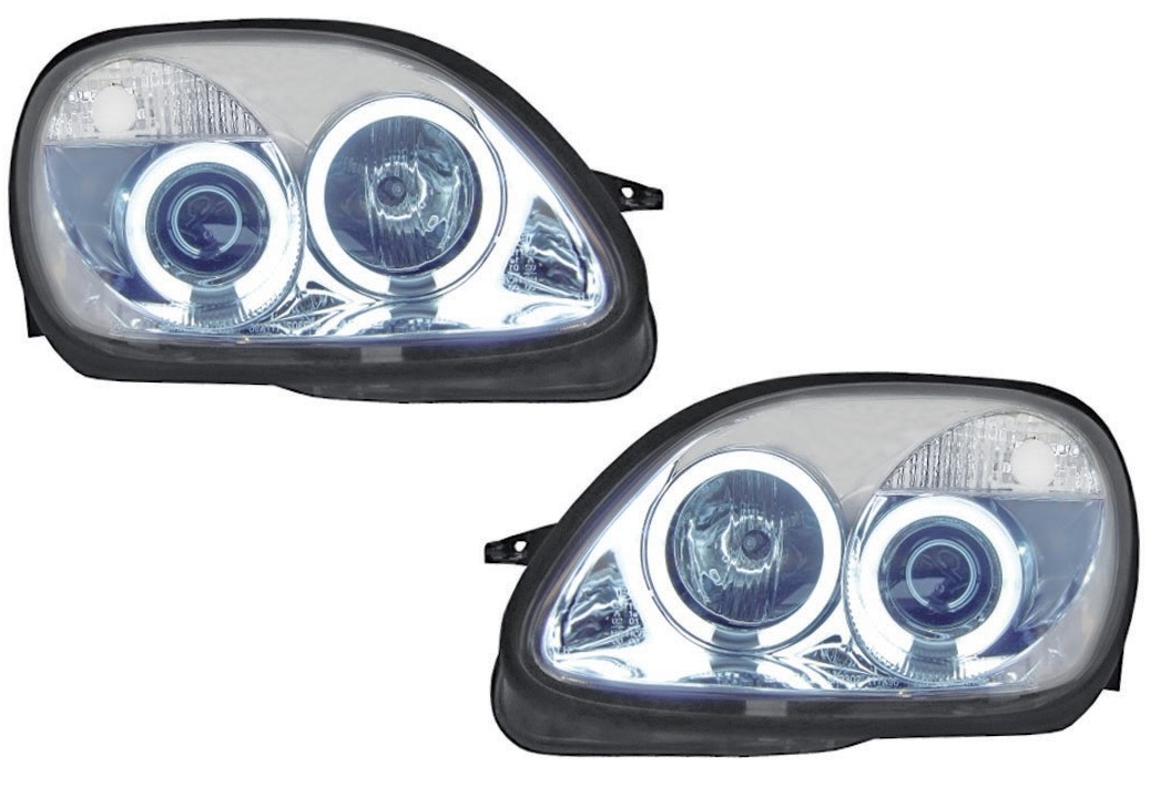 Koplampen Mercedes SLK 96-04 H1+H1 Angel eyes CCFL chroom