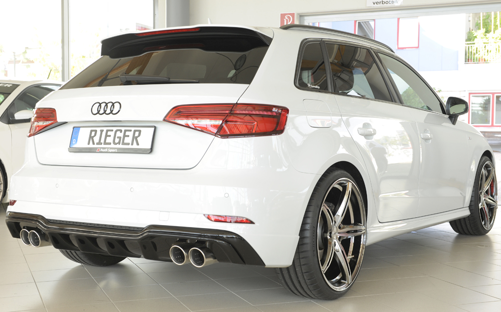 Diffuser Audi A3 8V S-Line Hatchback & Sportback 16-20 Rieger Glans Zwart